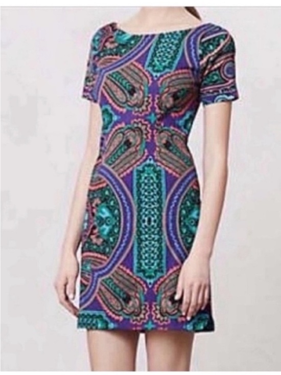Plenty by Tracy Reese Dresses & Skirts - Plenty by Tracy Reese Baga shift dress purple teal paisley v back
